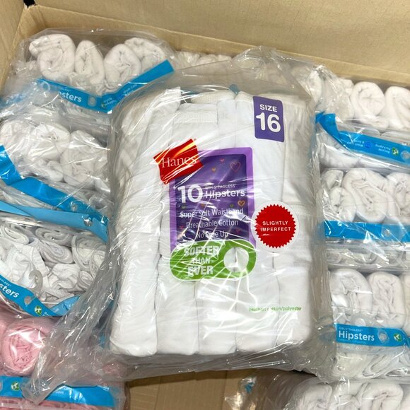 Hanes Girl’s Hipster Underwear – LOT - 220 pcs – 20 packs (10 pcs eac) – Size 16 - Picture 1 of 3